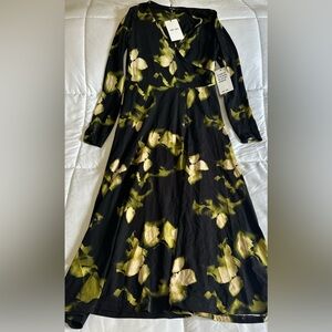 NEW Saint + Sofia Maggie Wrap Midi Dress - Green Aurora Size 8 US